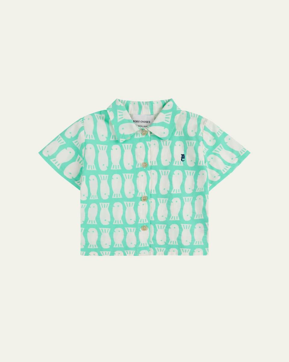 Boy's Lucky Fish Woven Shirt, Size Newborn-24